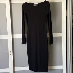 Black Knit Bodycon Midi Dress